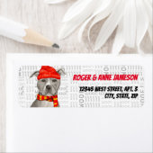 Étiquette Staffordshire Terrier Grey Pitbull Noël (En situation)