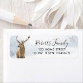 Étiquette Stag hivernal en bois (En situation)
