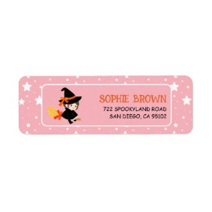 Étiquette Star Motif Cute Witch Halloween Adresse de retour