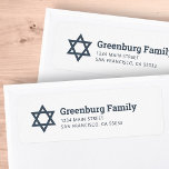 Étiquette Star of David Modern Simple Chic Adresse de retour<br><div class="desc">Composé de typographie serif et sans serif moderne avec une étoile de David. Il est conçu par Select Party Supplies,  exclusif pour Zazzle. Disponible ici : http://www.zazzle.com/store/selectpartysupplies</div>