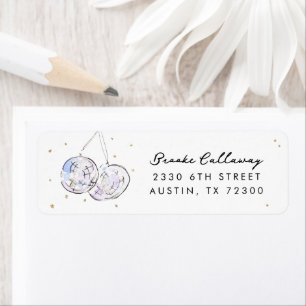 Étiquette Star Stued Watercolor Disco Balls Adresse de retou