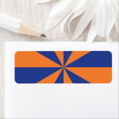 Étiquette Starburst orange et bleu (En situation)