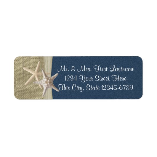 Étiquette Starfish Beach et Burlap Navy (Devant)