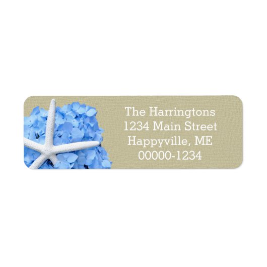 Étiquette Starfish Blue Hydrangea Adresse de retour (Devant)