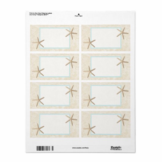 Étiquette Starfish et Sand Design (Feuille entière)