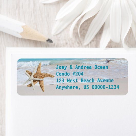 Étiquette Starfish Ocean Water Holiday Adresse de retour Éti (En situation)