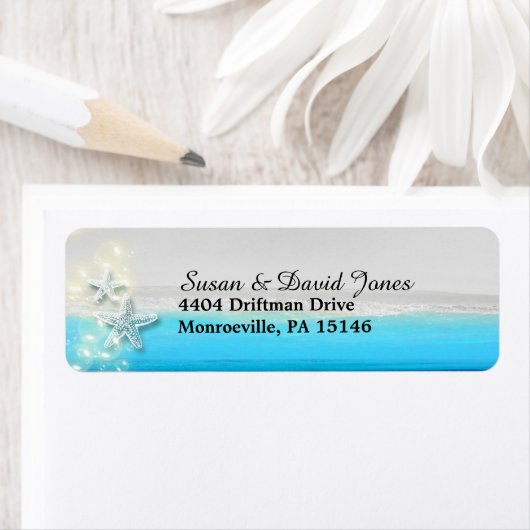 Étiquette Starfish paradis bleu eaux tropicales invité (En situation)