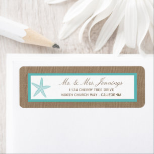 Étiquette Starfish Turquoise Burlap Beach Wedding Collection