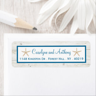 Étiquette Starfish Whitewashed Wood Beach Wedding Collection