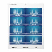 Étiquette Starlit Menorah II (Feuille entière)