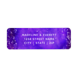 Étiquette Starry Night Galaxy Purple Mariage Adresse de reto