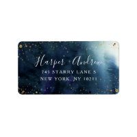 Starry Night Navy Blue Watercolor Adresse de retou