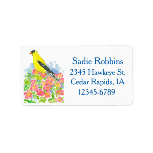 Étiquette State Bird Iowa Eastern Goldfinch Adresse de retou