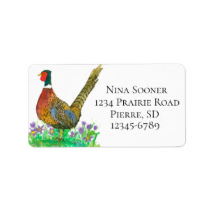 Étiquette State Bird of South Dakota Pheasant Adresse de ret