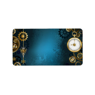 Étiquette Steampunk Arrière - plan turquoise avec Gears