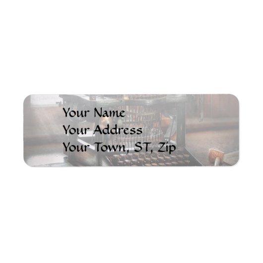 Étiquette Steampunk - Machine à écrire - Une machine à écrir (Devant)