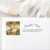 Étiquette Steampunk, merveilleuses libellules de vapeur (En situation)