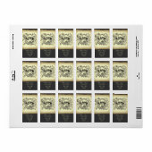 Étiquette steampunk pastel jaune fleurit tourbillons victori (Feuille entière)