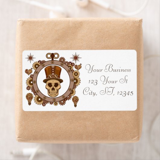 Étiquette Steampunk Thème Top Hat Skull Thunder_Cove (En situation)