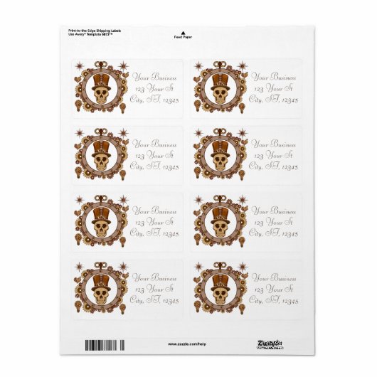 Étiquette Steampunk Thème Top Hat Skull Thunder_Cove (Feuille entière)