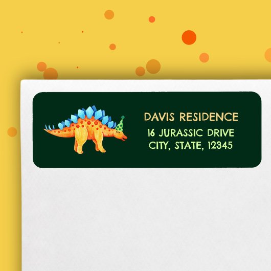 Étiquette Stegosaurus Dinosaur Garçons Anniversaire Aquarell