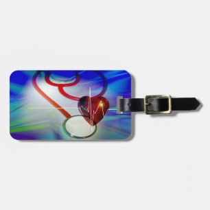Étiquette stéthoscope et bagage à battement de coe