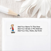 Étiquette Stick Figure Boy sur Scooter (En situation)