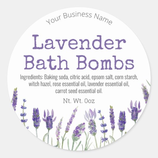 Étiquette Sticker Pour Bombe Lavender Fabriquée À  (Devant)