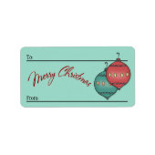 Étiquette Sticky - Boules de Noël en verre rétro sur Seafoam (Devant)
