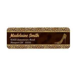 Étiquette Stiletto Heels Cheetah Print Return Adresse