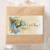 ÉTIQUETTE STORK BÉBÉ GARÇON DOUCHE BLEU ROSE (En situation)