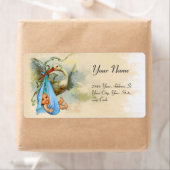 ÉTIQUETTE STORK BÉBÉ GARÇON DOUCHE BLEU ROSE (En situation)