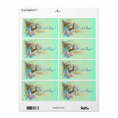 ÉTIQUETTE STORK BÉBÉ GARÇON DOUCHE BLEU VERT (Feuille entière)