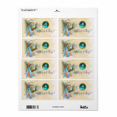 ÉTIQUETTE STORK BÉBÉ GARÇON DOUCHE TURQUOISE BLUE GEM MONOGR (Feuille entière)