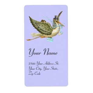 Étiquette STORK BOY BABY SHOWER , Blue White