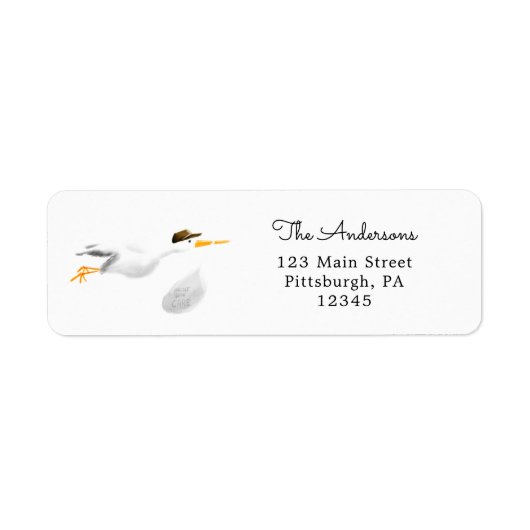 Étiquette Stork Nouveau bébé (Devant)