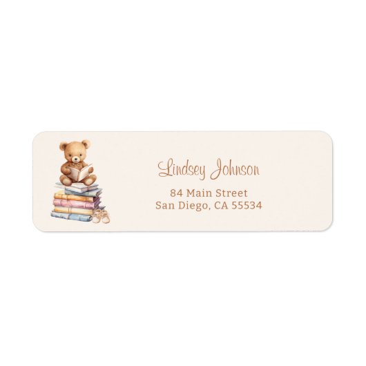 Étiquette Storybook Teddy Bear Baby Shower Return Address (Devant)