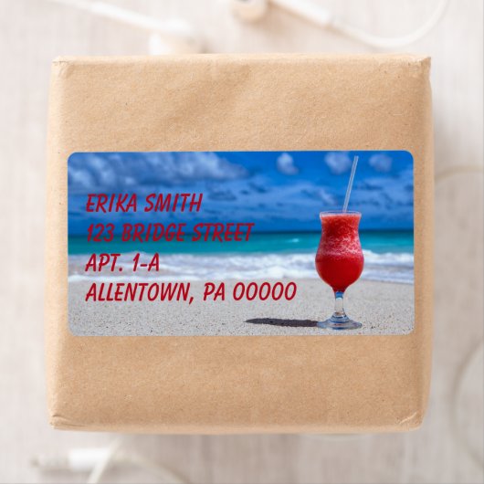 Étiquette Strawberry Daiquiri Tropical Punch Plage Caraïbe (En situation)