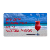 Étiquette Strawberry Daiquiri Tropical Punch Plage Caraïbe (Devant)