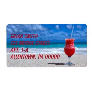 Étiquette Strawberry Daiquiri Tropical Punch Plage Caraïbe