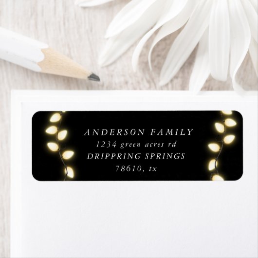 Étiquette String Christmas Lights Adresse de retour (En situation)