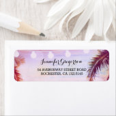 Étiquette String Lights Palms Beach Sunset Retour Mariage (En situation)