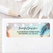 Étiquette String Lights Palms Beach Sunset Retour Mariage (En situation)