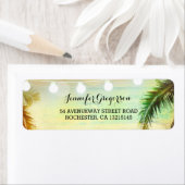 Étiquette String Lights Palms Beach Sunset Retour Mariage (En situation)