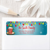 Étiquette String Lights Red Mug Winter Christmas Adresse (En situation)