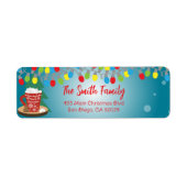 Étiquette String Lights Red Mug Winter Christmas Adresse (Devant)
