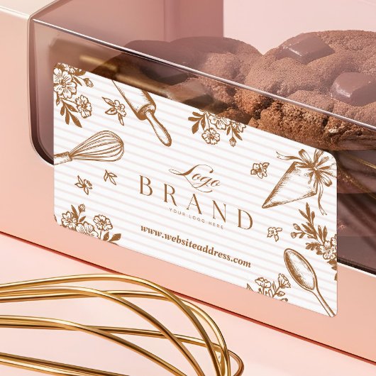 Étiquette Stripe Baking Utensil Pastry Cake Bakery Shop Logo