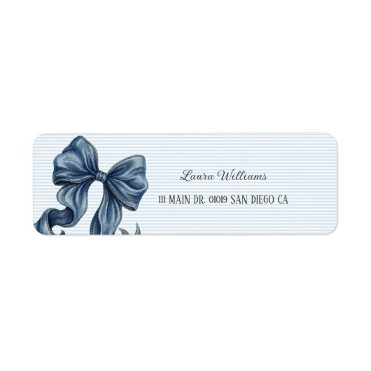 Étiquette Striped Blue Bow  (Devant)