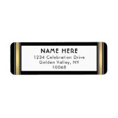 Étiquette Stripes modernes Black Gold et White Adresse de re (Devant)