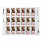 Étiquette Stripes new address family Photo merry Christmas (Feuille entière)